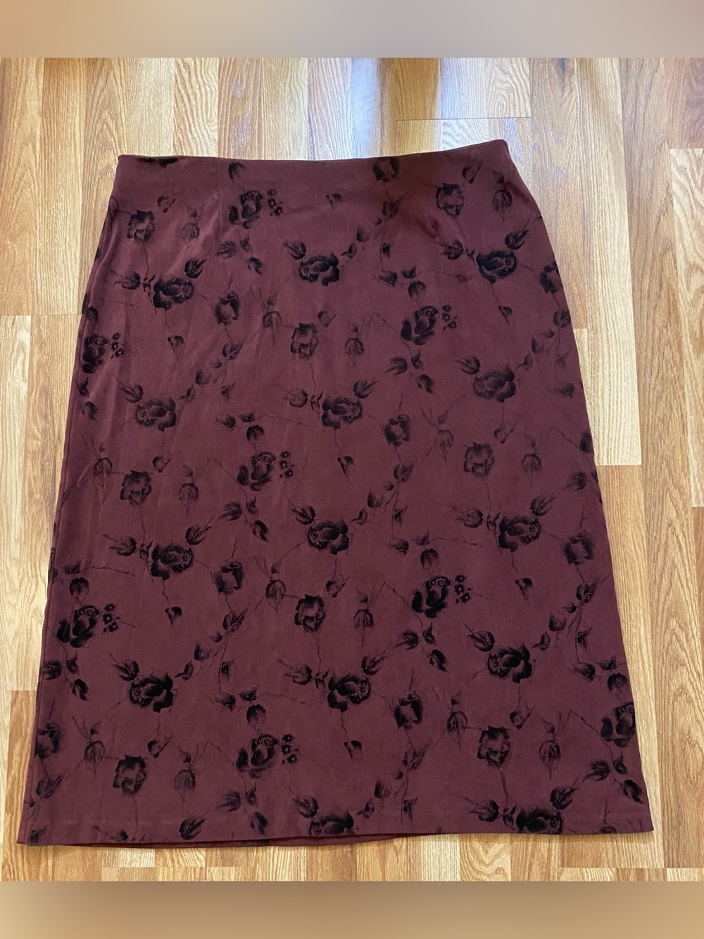 C.J. Banks Women's Maroon Floral Print A-Line Skirt Size 24W